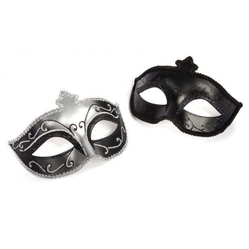 Набор из двух маскарадных масок Masks On Masquerade Mask Twin Pack черная и серебристая OS42